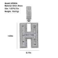 Pendentif Lettre Hiphop en Moissanite, Argent 925, Testeur de Diamant Inclus, Bijoux VVS, Pendentif Moissanite Personnalisé