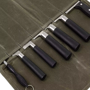 Sac <span class=keywords><strong>de</strong></span> rangement pour couteaux <span class=keywords><strong>de</strong></span> cuisine en toile cirée, durable et écologique, pour <span class=keywords><strong>chef</strong></span>, 7 pièces, usage quotidien - Product Image 1