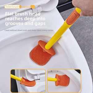 Ensemble de brosses de toilette murales en silicone écologique, motif canards mignons, pour un nettoyage amusant et un design de dessin animé. - Product Image 4