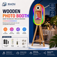 Kiosque photo ovale en bois pour iPad avec caméra HD, imprimante DNP, tout-en-un, avec éclairage 4 modes et support pour appareil photo
