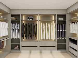 Armoire complète de luxe en bois, armoire principale avec tiroirs, panneaux de particules mélaminés, armoire de chambre à coucher avec porte en verre - Product Image 6