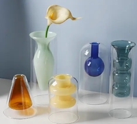 Vase en verre de bouteille vide d'aromathérapie double transparent de couleur créative simple moderne