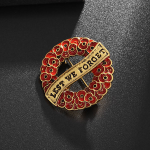 深红色罂粟胸花花环胸针别针英国纪念胸花，以免我们忘记 - Product Image 6