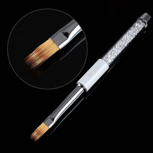 Ensemble de pinceaux à ongles en nylon avec manche en métal diamanté, pinceaux plats synthétiques pour la peinture au gel, effet ombré - Product Image 2