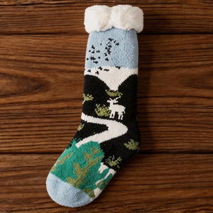 Calcetines de invierno al por mayor para mujer, cálidos, transpirables, de punto, antideslizantes, gruesos, térmicos, de forro polar, antibacterianos, con logo. - Product Image 6