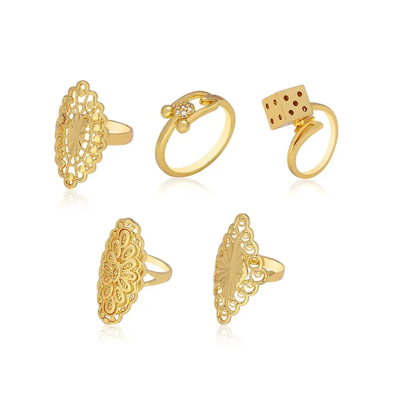 JXX wholesale Dubai Saudi Arabia hot sale 24k gold plated copper jewelry high quality luxury brass rings for men women