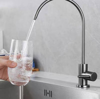 Robinet purificateur d'eau de cuisine moderne et minimaliste en acier inoxydable, monocommande, finition brossée, raccord 1/2 pouce, céramique simple