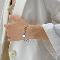 Bracelet chic en acier inoxydable avec triple cœur, incrusté de zircons brillants, chaîne cubaine pour femme, bijoux