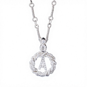 Fashion Moissanite Diamond <b>Initial</b> a Pendant <b>Necklace</b> Rose Gold Plated 925 Sterling <b>Silver</b> Hip Hop Party Jewelry Unisex Charm - Product Image 2