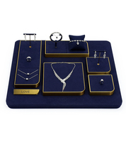 Sundo – Nouveaux ensembles de présentoirs populaires en velours bleu pour bijoux, supports de présentation pour bagues, colliers et bracelets, pour l'aménagement intérieur de bijouteries
