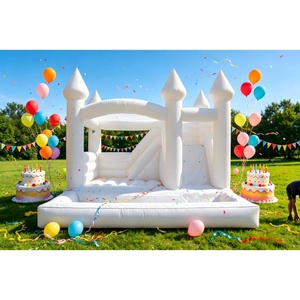 Nouveauté 2025 : Château gonflable commercial d'extérieur pour enfants <span class=keywords><strong>avec</strong></span> <span class=keywords><strong>toboggan</strong></span> et <span class=keywords><strong>piscine</strong></span> à balles, en PVC blanc - Product Image 1
