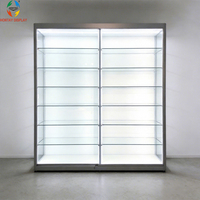 Vitrine d'exposition en aluminium robuste sur mesure avec éclairage LED, étagères réglables, écologique, pour magasin de détail et salle d'exposition