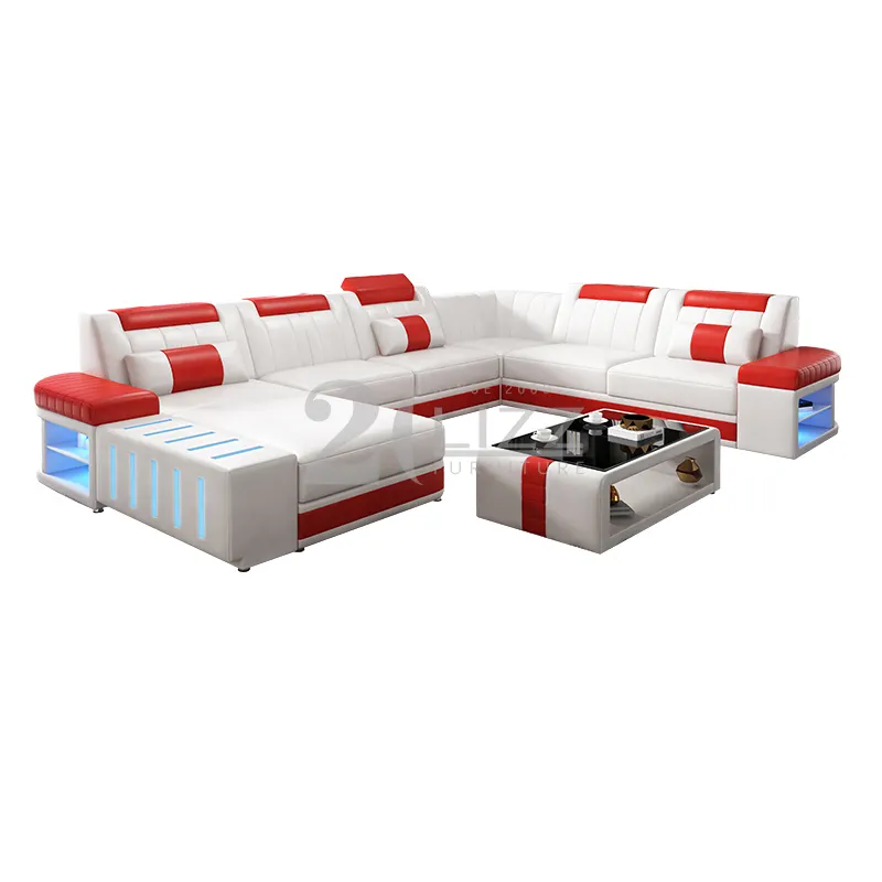 Futuristische Sectionele Meubels Woonkamer Lounge Suite Grote Led Sofa Set