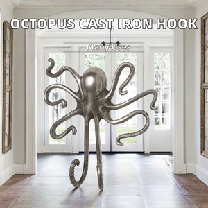 Crochets modernes en fonte à motif animalier, forme pieuvre, 1 crochet, support pour abri de jardin, nouvelle tendance, style nautique et plage, forme calmar - Product Image 5
