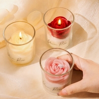 Vela Aromática de Lujo con Tapa de Madera, Diseño de Rosa, 2026, Vela Perfumada en Frasco de Vidrio para Decoración del Hogar