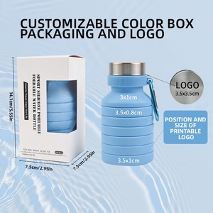 Bouteille d'eau réutilisable en silicone de qualité alimentaire, gobelet pliable en silicone souple, gobelet d'eau en silicone pour la gym et les voyages - Product Image 5