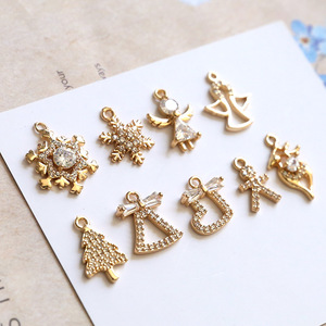 2025 thời trang pha lê giáng sinh cây chuông quyến rũ 18K vàng mạ bông tuyết Mặt dây chuyền phụ kiện đối với trang sức làm - Product Image 3