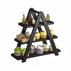 Bandeja rectangular de madera de acacia de 3 niveles al mejor precio, soporte desmontable para cupcakes, mesa de comida, venta al por mayor de la fábrica de Vietnam - Product Image 1
