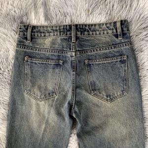 Pantalon bootcut en denim délavé tendance pour <span class=keywords><strong>homme</strong></span>, <span class=keywords><strong>jeans</strong></span> évasés rétro bleu pour <span class=keywords><strong>homme</strong></span> avec décorations en clous métalliques - Product Image 6