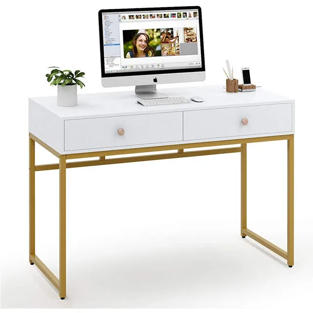 Wooden simple computer desk table with drawers design