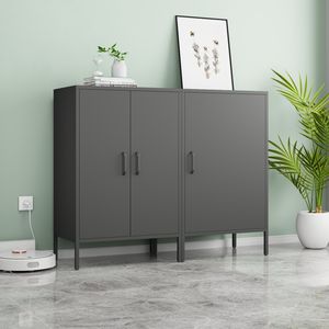 Modern Freestanding Sideboard Cabinet Multi-Level Oak & Steel Storage <b>for</b> Living & Kitchen with Standing <b>Feet</b> - Product Image 3