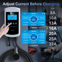 Station de recharge pour véhicules électriques Feyree NACS 12kW 50A avec fonction DLB, WiFi, carte RFID et câble de recharge EV de 5 m