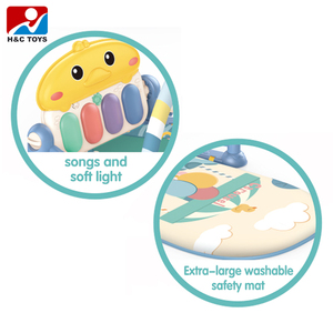 Tapis d'activités multifonctionnel portable pour bébé avec <span class=keywords><strong>harpe</strong></span> musicale à pédales en coton - Product Image 4
