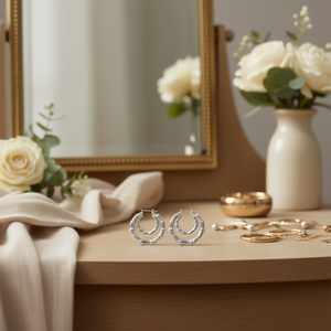 Orecchini a cerchio in bambù placcati argento Chakrasun per donna, gioielli alla moda, orecchini in lega, accessori per le orecchie di tendenza - Product Image 2