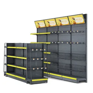 Grocery Store Fixtures Rack Retail Display Metal Island Shelving Supermarket Gondola Shelf