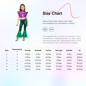 Disfraces de Sirena para Niñas de 6 a 16 Años, Tops Metálicos, Tops Cortos con Pantalones Acampanados, Conjuntos para Eventos y Juegos de Rol - Product Image 6