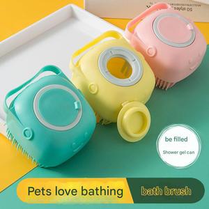 Cepillo de ducha de silicona ecológico para mascotas 2024, dispensador de champú para baño de animales pequeños con dispensador de jabón para masaje de baño de perros y gatos - Product Image 2