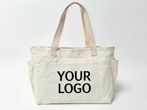 Sac fourre-tout en toile personnalisé avec logo en lettres, en coton recyclé, imprimé, avec poche intérieure zippée, pour cadeau - Product Image 4