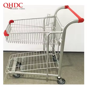 Tweeledige Winkelwagen Stalen Lading Logistieke <span class=keywords><strong>Trolley</strong></span> Voor Supermarkt Metalen Winkelwagen Plukwagen - Product Image 2