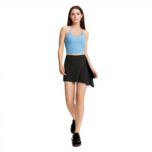 Custom Women <b>Black</b> <b>Wrap</b> Mini Skirt Regular Waistline Solid Color Breathable Spandex Polyester Sport Skirt All Seasons Wear - Product Image 6