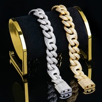 Collar de Plata de Ley 925 con Moissanita Tallada en Forma de Boquilla de Cerdo, Estilo Hip Hop, 15mm, 8/20/22/24 Pulgadas, Certificado GRA, ¡Gran Venta!