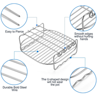 Support pour friteuse à air Double couche Panier polyvalent Accessoire Support de gril en acier inoxydable pour rôtir