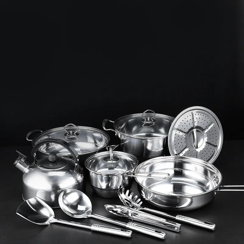 Peralatan Masak Multifungsi 14 Buah Peralatan Masak Aksesori Dapur Set Peralatan Masak Dapur Baja Tahan Karat dengan Ketel