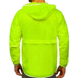 Chaqueta Cortavientos Verde Neón para Hombre, con Cierre de Cremallera de un Cuarto, Logotipo Frontal Sólido, Secado Rápido, Ligera, Informal, para Invierno - Product Image 3