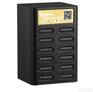 Borne de recharge publique pour téléphone, 12 emplacements pour batteries, banque d'alimentation partagée, empilable, location - Product Image 1