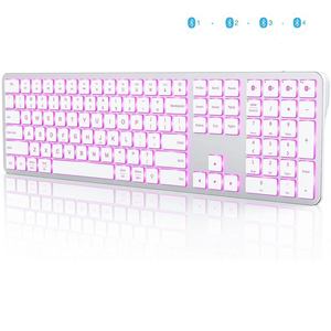 คีย์บอร์ดไร้สายแบบปรับแต่งได้ รองรับหลายอุปกรณ์ ชาร์จซ้ำได้ ไฟ RGB แบ็คไลท์ พร้อมแป้นตัวเลข ใช้งานร่วมกับแล็ปท็อปและพีซี - Product Image 4