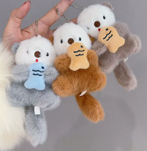 Cute Otter Plush Key Chain Soft PP Cotton Filled Bag Charm Fish Pendant for Backpack Wallet - Product Image 4