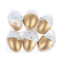 Œufs de Pâques en plastique colorés à pois dorés, décorations suspendues pour fête de printemps, fournitures pour jeu de chasse aux œufs DIY