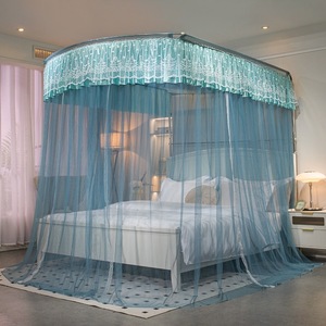 Luxe rose princesse Style Portable dentelle <span class=keywords><strong>moustiquaire</strong></span> plié Polyester maison Camping en plein air roi double été anti-moustique - Product Image 5