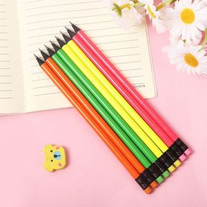 Crayons fluorescents ronds de couleur, impression de logo personnalisée, peinture noire, crayons HB de 7 pouces, utilisation au bureau et à l'école, boîte de 12 pièces, boîte de couleur - Product Image 3