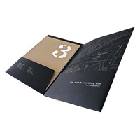 Dossiers de présentation personnalisés en noir avec pochettes, impression personnalisée, dossier de documents d'entreprise A4