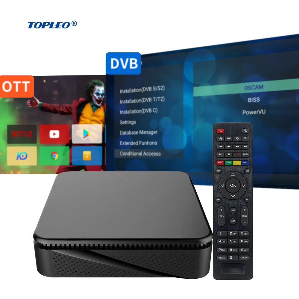 Topleo ott टीवी बॉक्स एंड्रॉयड डिकोडर डिजिटल क्षेत्रीय डिकोडर Dvb T2 S2 सी टीवी के साथ Dvb-t2