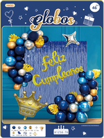 Kit de guirlandes d'arc de ballons bleus pour anniversaire de garçons pour hommes vente en gros de ballons d'anniversaire bleus métalliques avec couronne et rideau à franges