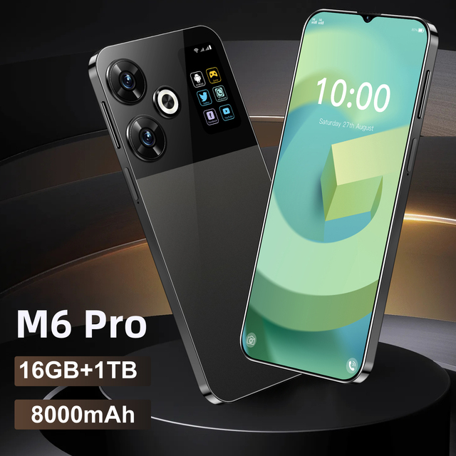 Unlocked M6 Pro 7.3-Inch Smart Phone 50+108MP Dual SIM 8000mAh Large Battery Deca Core CPU 144Hz Display HD LTE Used
