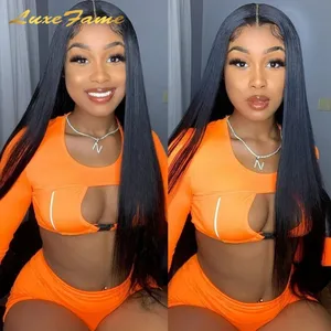 Wig Rambut Manusia Renda Penuh Lurus Virgin 100% Brasil Pra Pencabutan Alami Wig Depan Renda HD untuk Wanita Hitam Wig Frontal Renda