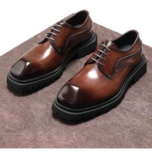 Chaussures habillées en cuir de luxe, cuir de vache de haute qualité, fabriquées à la main, chaussures décontractées imperméables pour hommes - Product Image 4